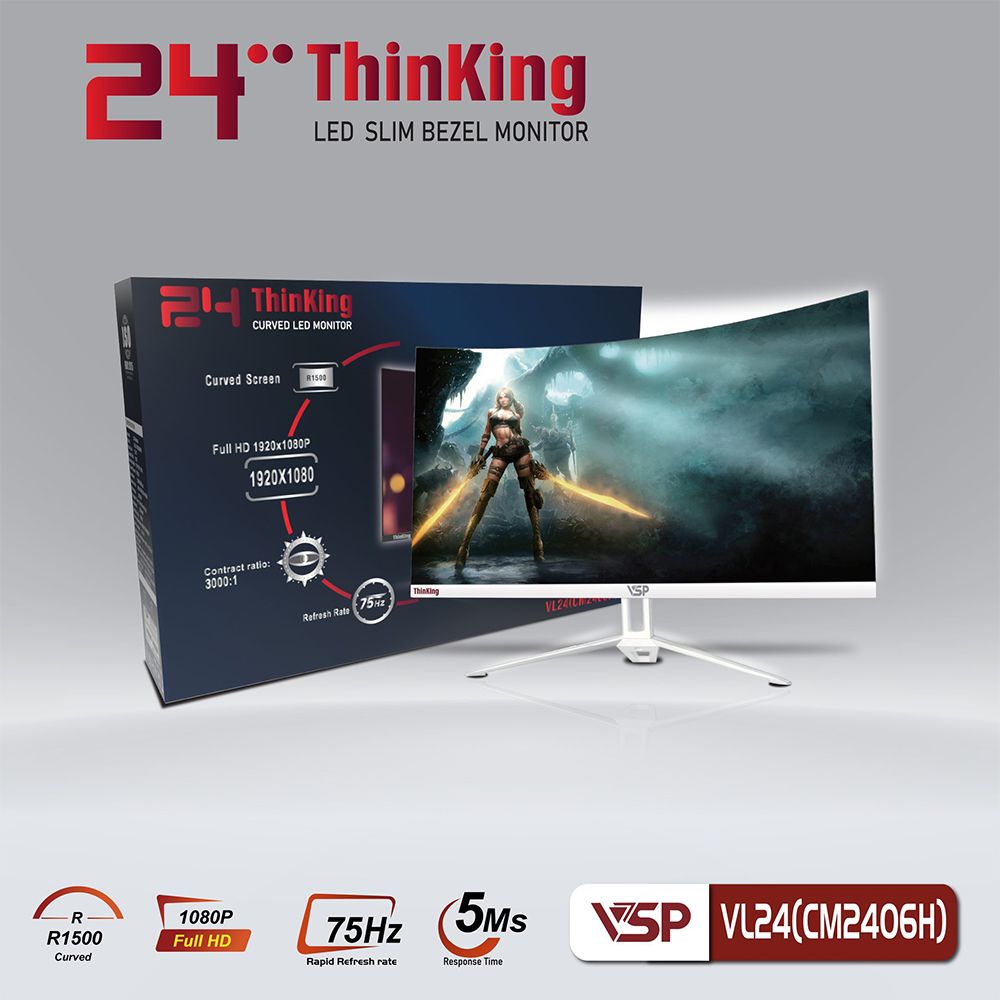 Màn hình Cong VSP 24inch 75Hz VA Full viền CM2406H WHITE