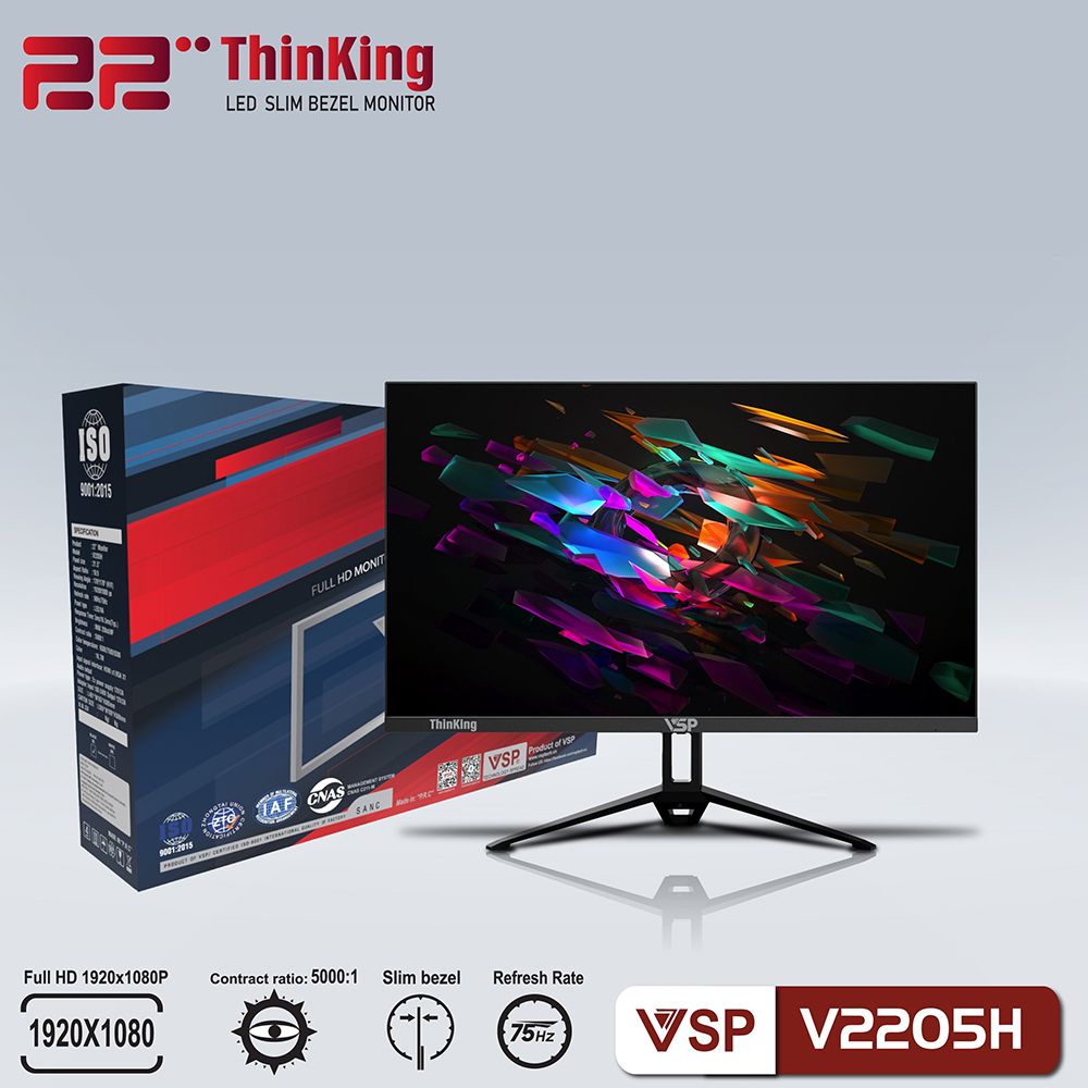Màn hình Gaming VSP 22inch 75hz IPS V2205H BLACK ( LM01-V2205H0129 )