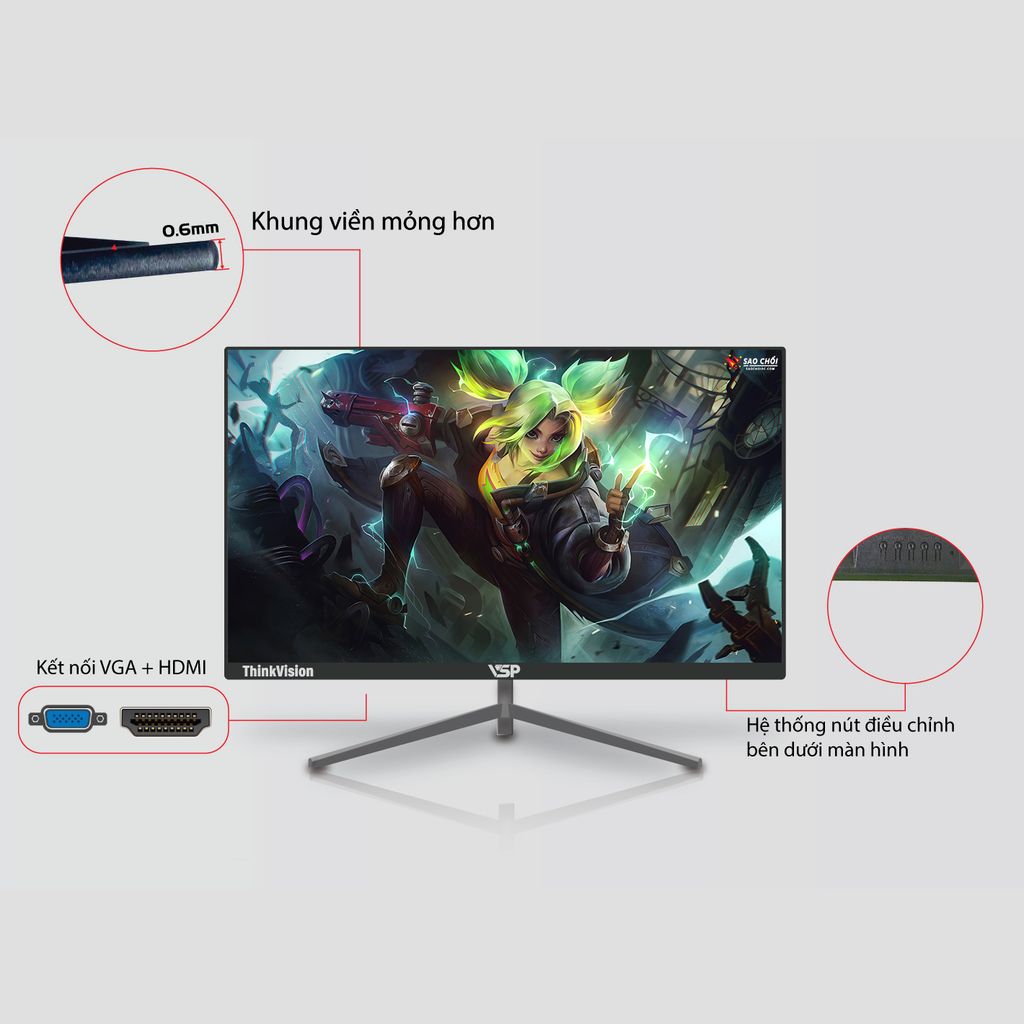 Màn hình LED VSP V2211S 22inch BLACK 75Hz VA