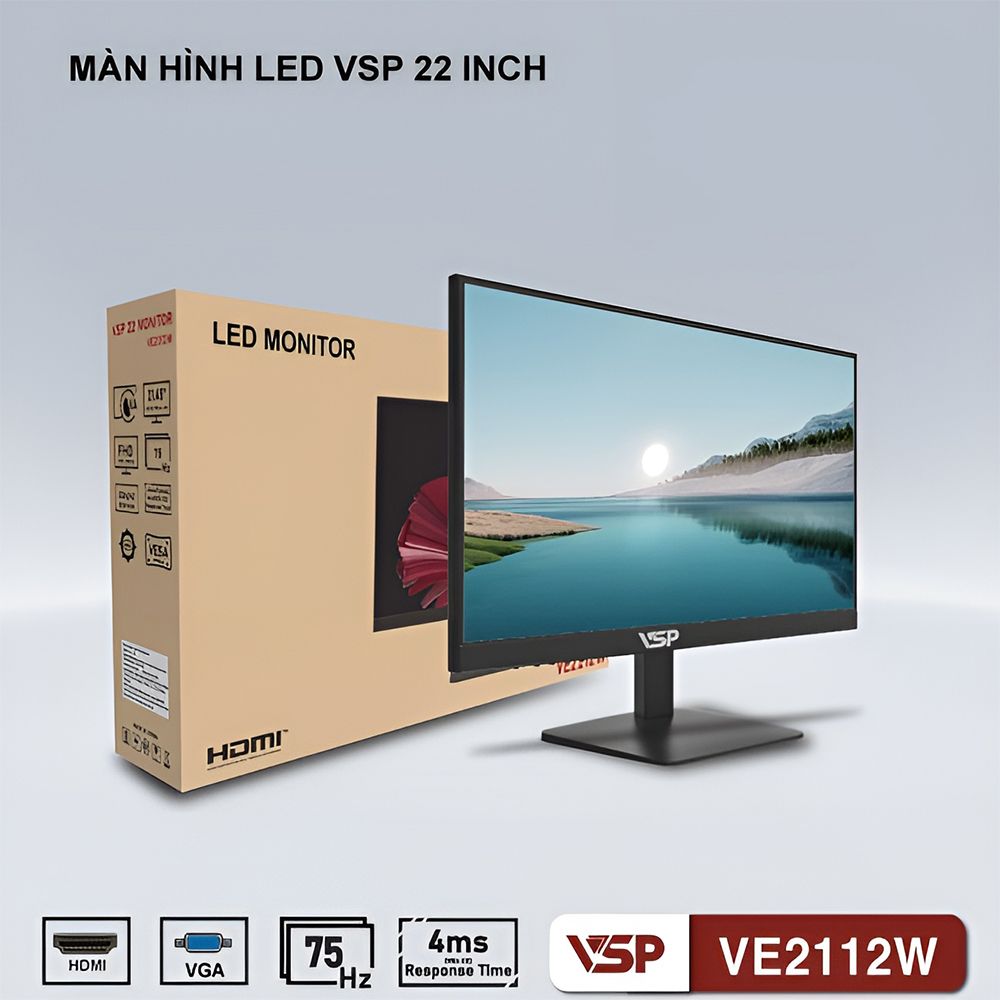 Màn hình LED VSP VE2212W 22inch BLACK 75Hz VA