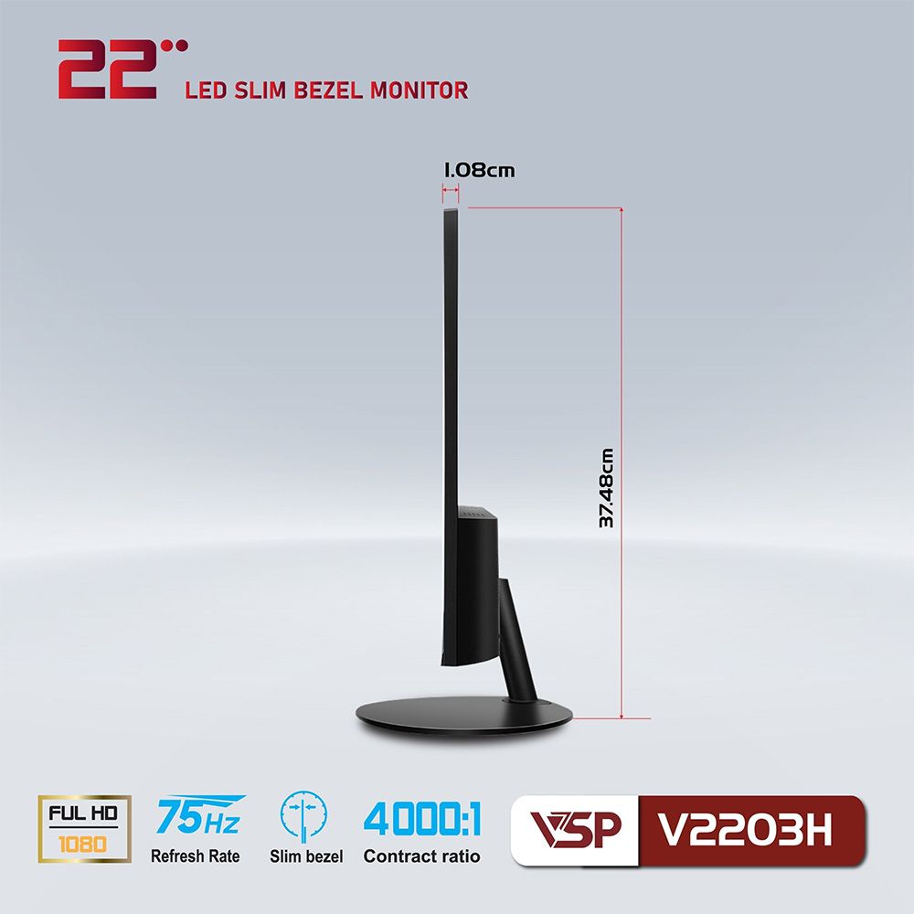 Màn Hình VSP 22inch VA 75hz Tràn Viền Black V2203H