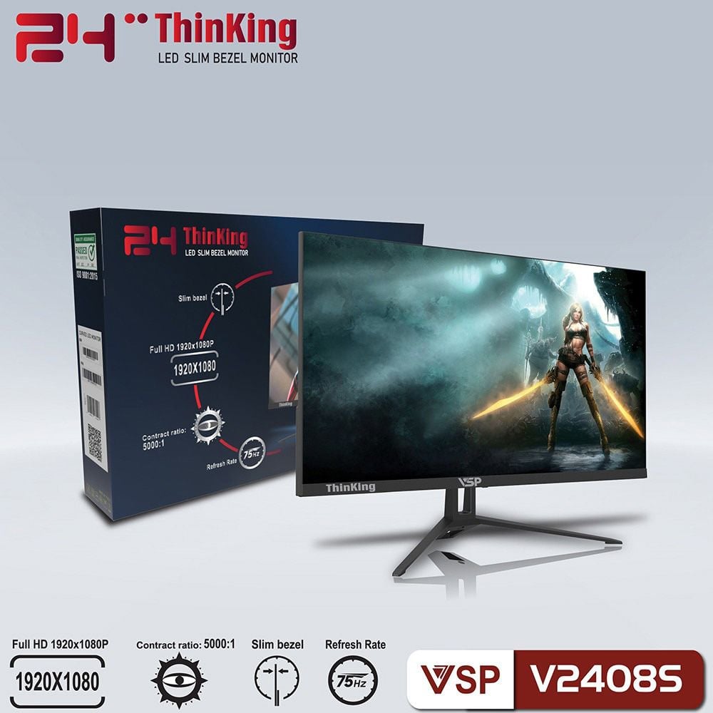 Màn hình VSP 24inch 75Hz IPS BLACK V2408S