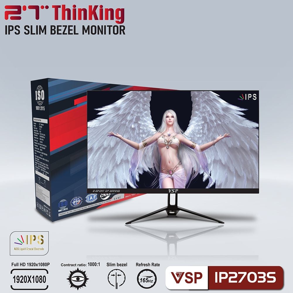 Màn Hình VSP 27inch IPS Tràn Viền 165HZ GAMING ( IP2703S ) - BLACK
