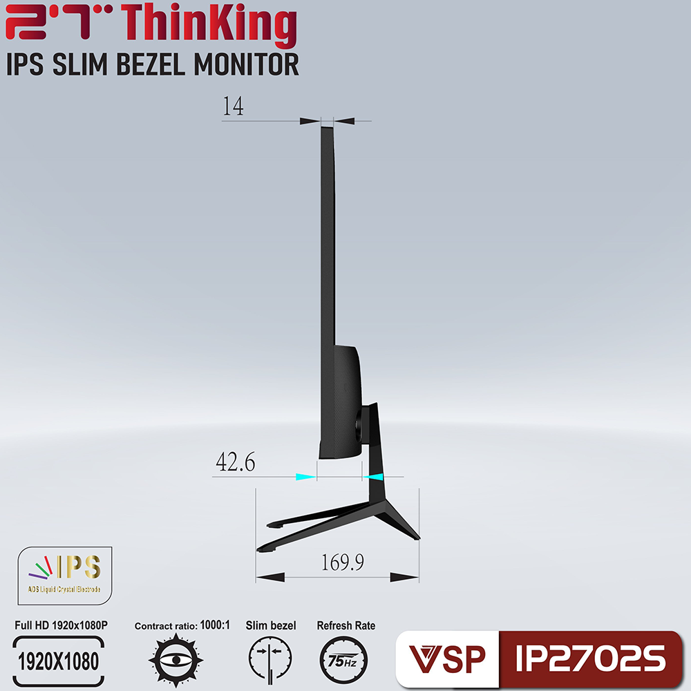 Màn Hình VSP 27inch IPS Tràn Viền 75Hz ( IP2702S ) - BLACK