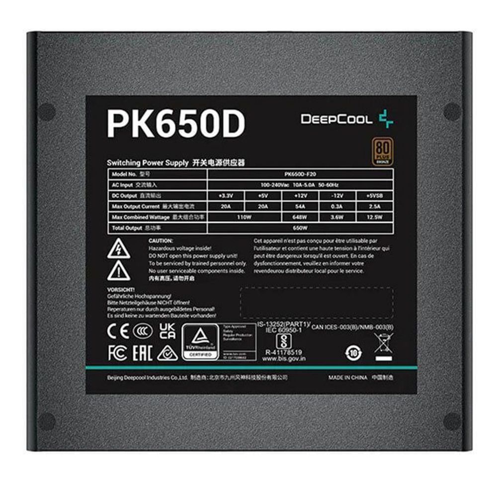 Nguồn Deepcool PK650 650W 80 Plus Bronze R-PK650D-FA0B-EU