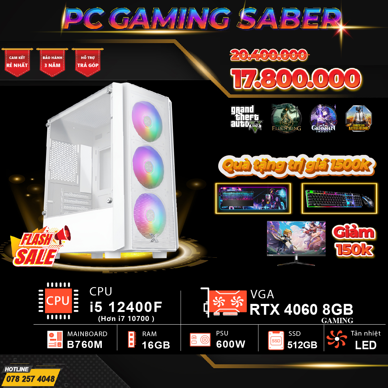 PC GAMING SABER - FULL NEW 100%