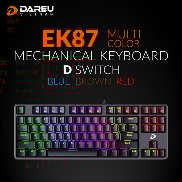 Bàn phím cơ Gaming EK87 Black RGB