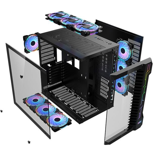 Case mik LV07 Black Gaming NEW LED RGB