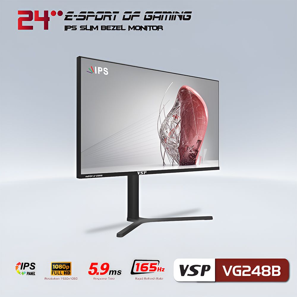 Màn hình VSP VG248B 24inch 165Hz IPS (Xoay 90) - Black