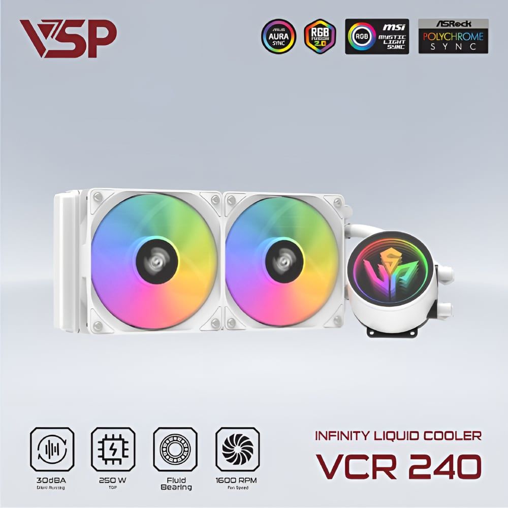 Tản nhiệt nước VSP Infinity Liquid Cooler VCR240 - Trắng