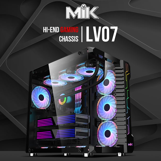 Case mik LV07 Black Gaming NEW LED RGB
