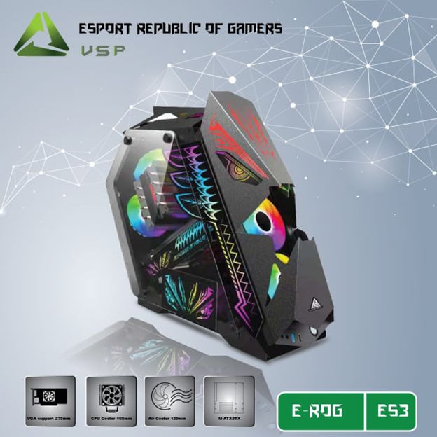VỎ CASE ES3 GAMING ( CÓ SẴN ỐP LED + 5 FAN LED )