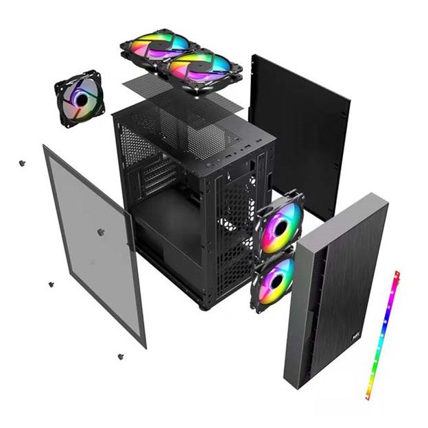 VỎ CASE MIK TM06 Black LED TRIP RGB - ĐEN