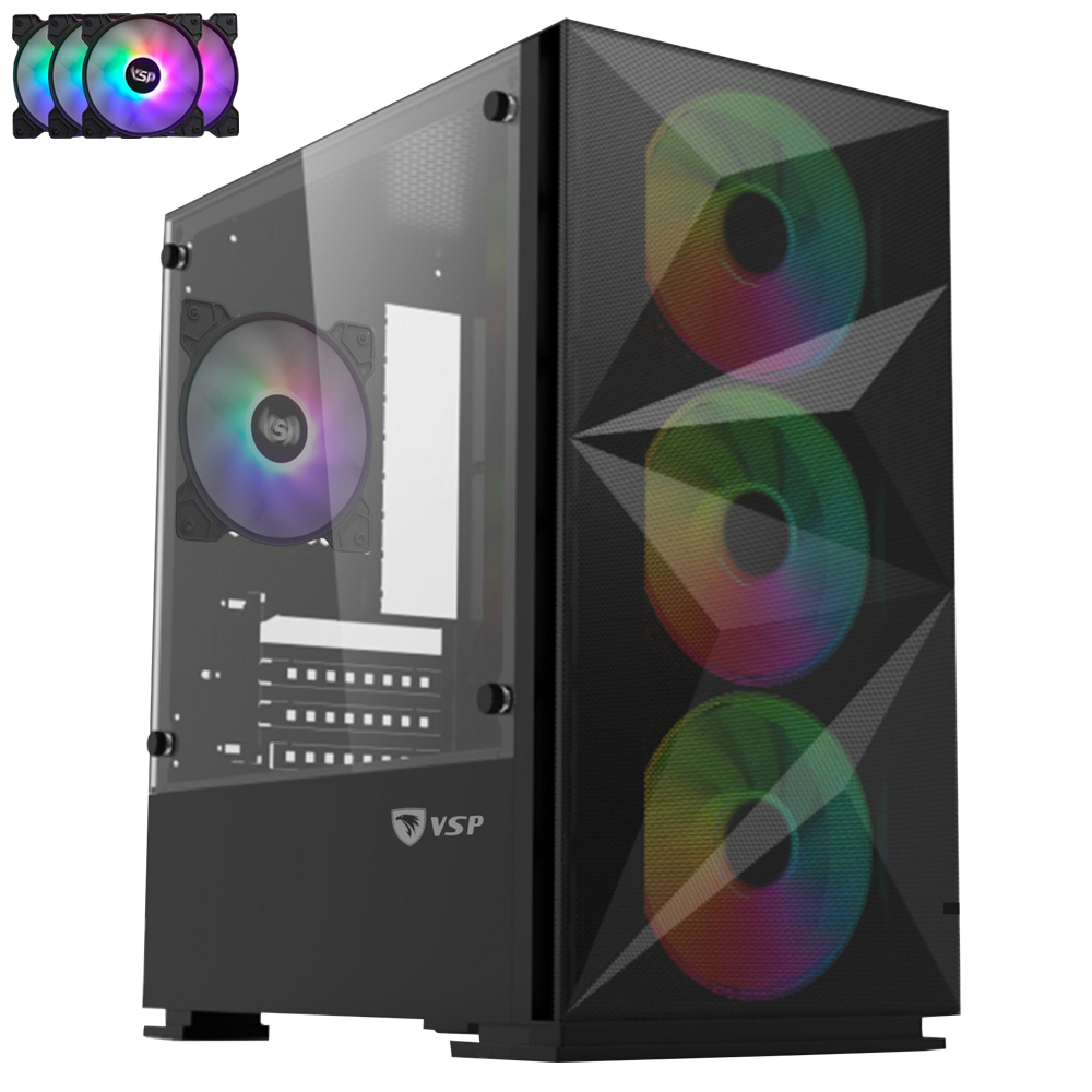 VỎ CASE VSP GAMING B709 Black ( Có Sẵn FAN LED RGB )