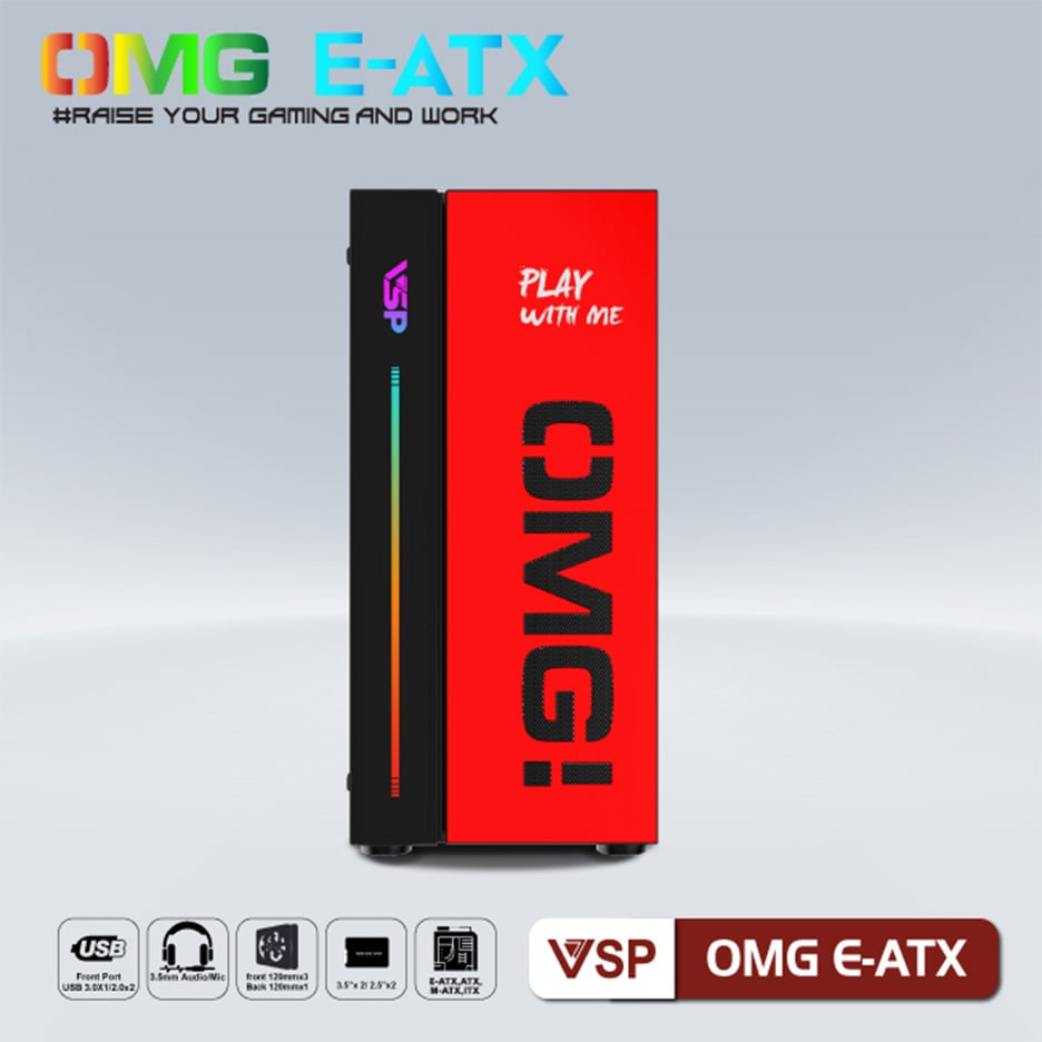 VỎ CASE VSP OMG E-ATX LED RGB RED