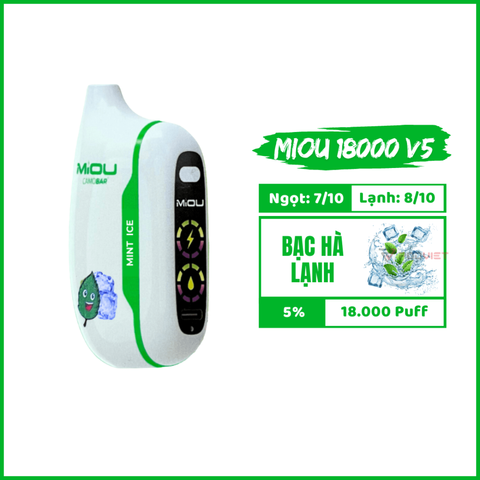  Miou V5 18000 Hơi 700mAh 20ML Pod 1 Lần Sạc Được 