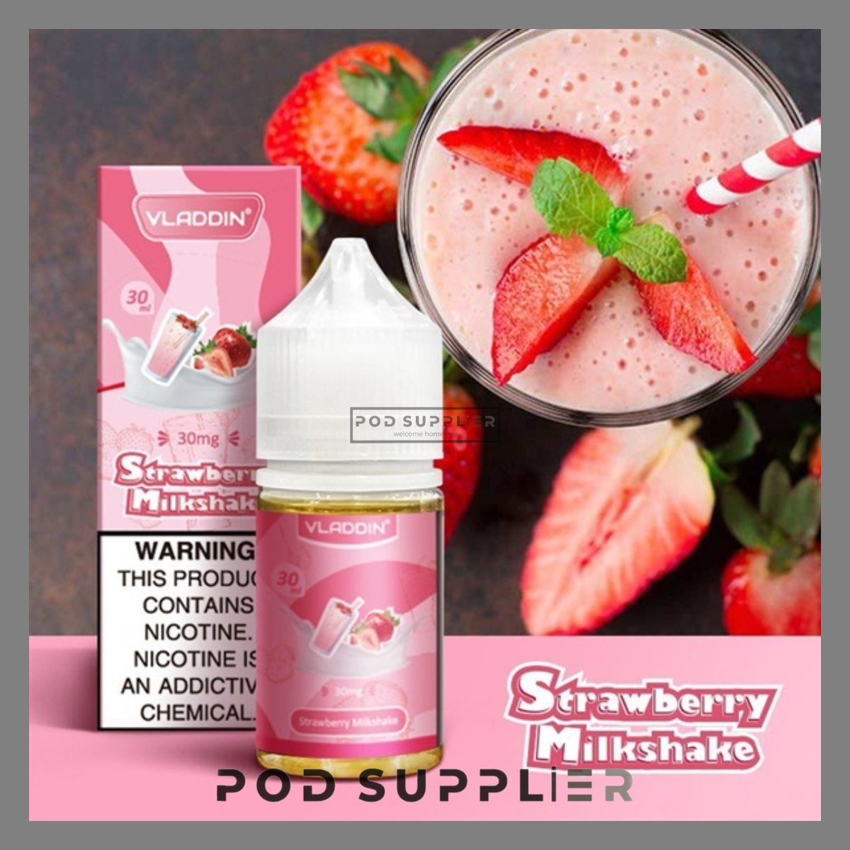  Strawberry Milkshake ( Sữa Dâu Lắc Lạnh ) By Vladdin Salt Nic 30ML 