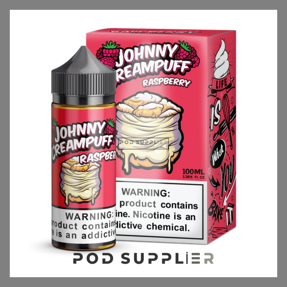  Raspberry ( Bánh Su Kem Mâm Xôi ) By Johnny Creampuff Freebase 100ML 