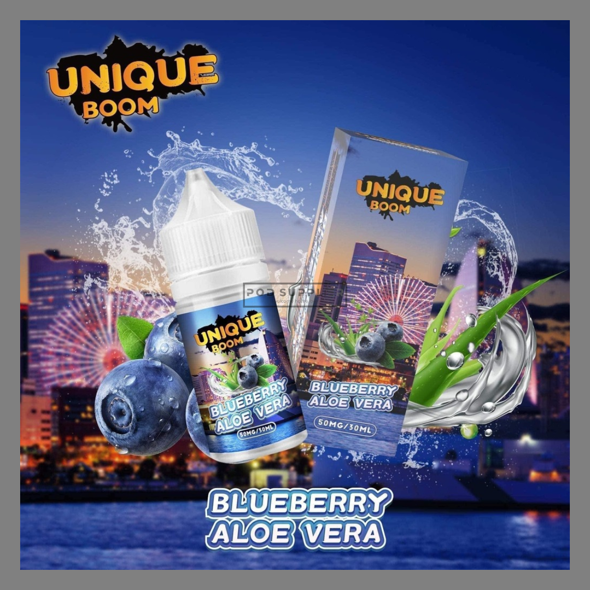  Blueberry Aloe Vera ( Việt quất Nha đam ) By Unique Boom Salt Nic 30ML 