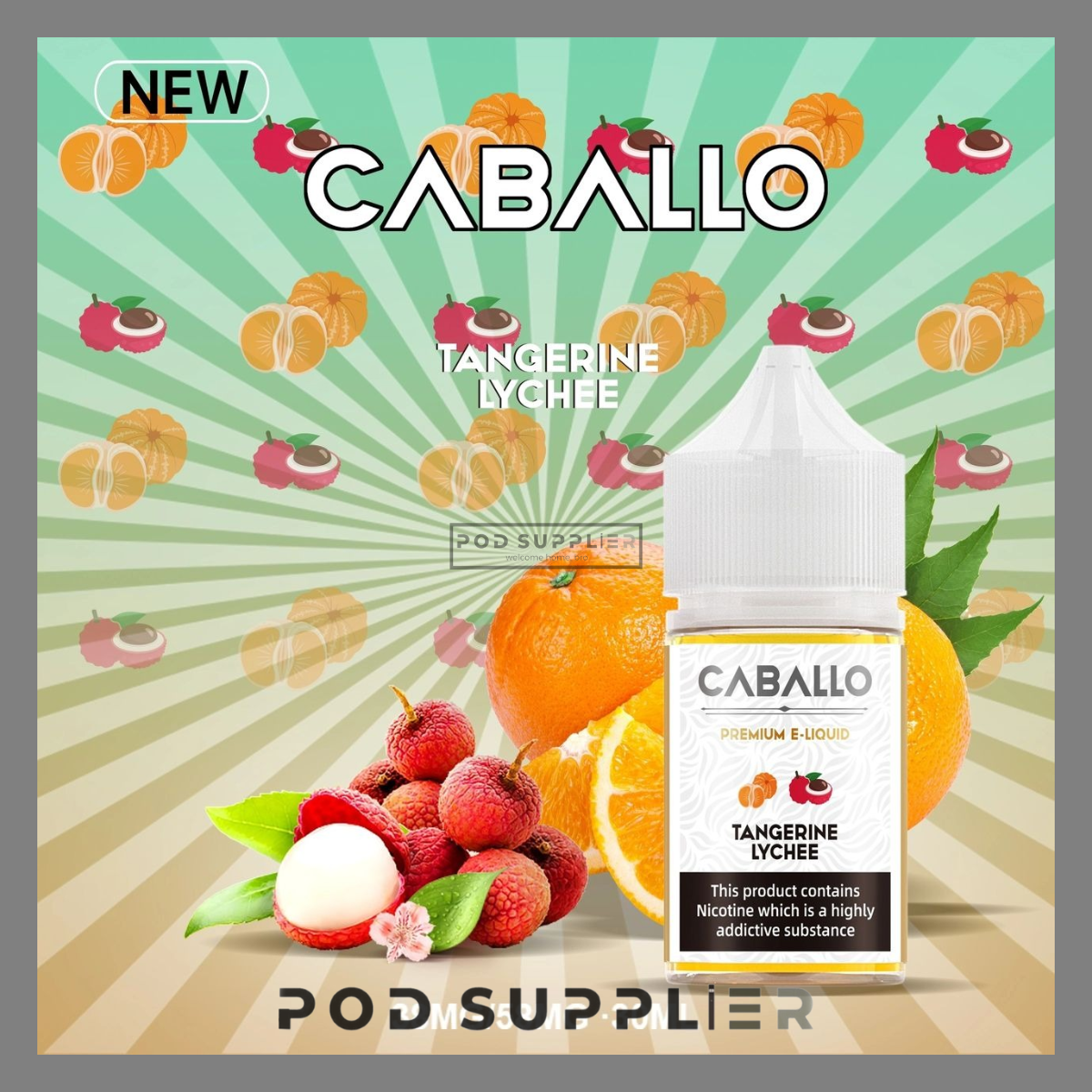  Tangerine Lychee ( Quýt Vải Lạnh ) By Caballo Salt Nic 30ML 