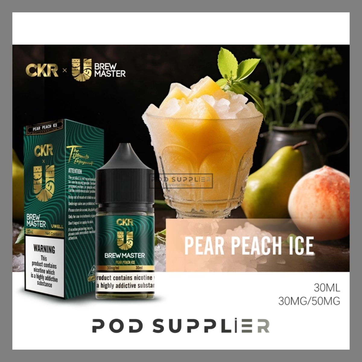  Pear Peach Ice ( Lê Đào Lạnh ) By Uwell Brew Master Salt Nic 30ML 