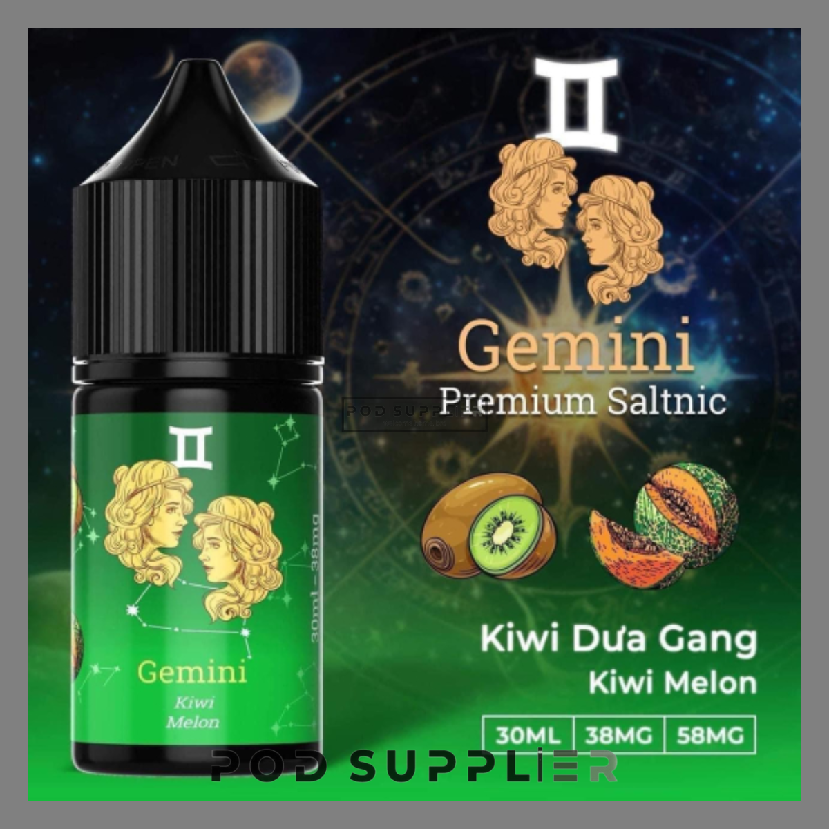  Kiwi Melon ( Kiwi Dưa Gang ) By Gemini Premium Salt Nic 30ML 