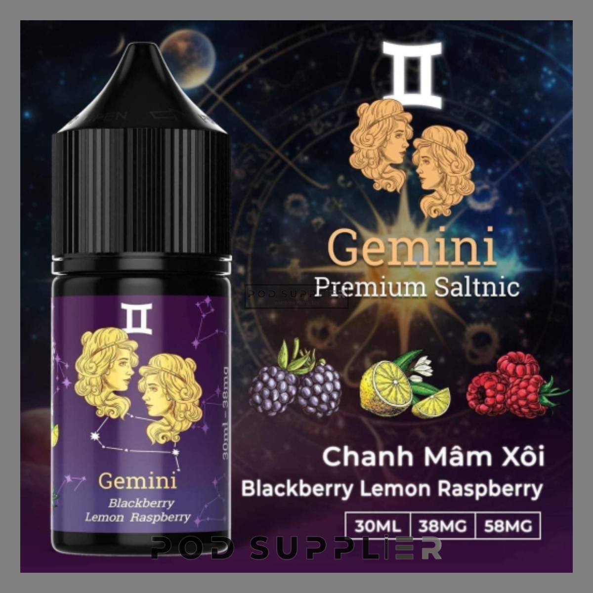  Blackberry Lemon Raspberry ( Chanh Mâm Xôi ) By Gemini Premium Salt Nic 30ML 