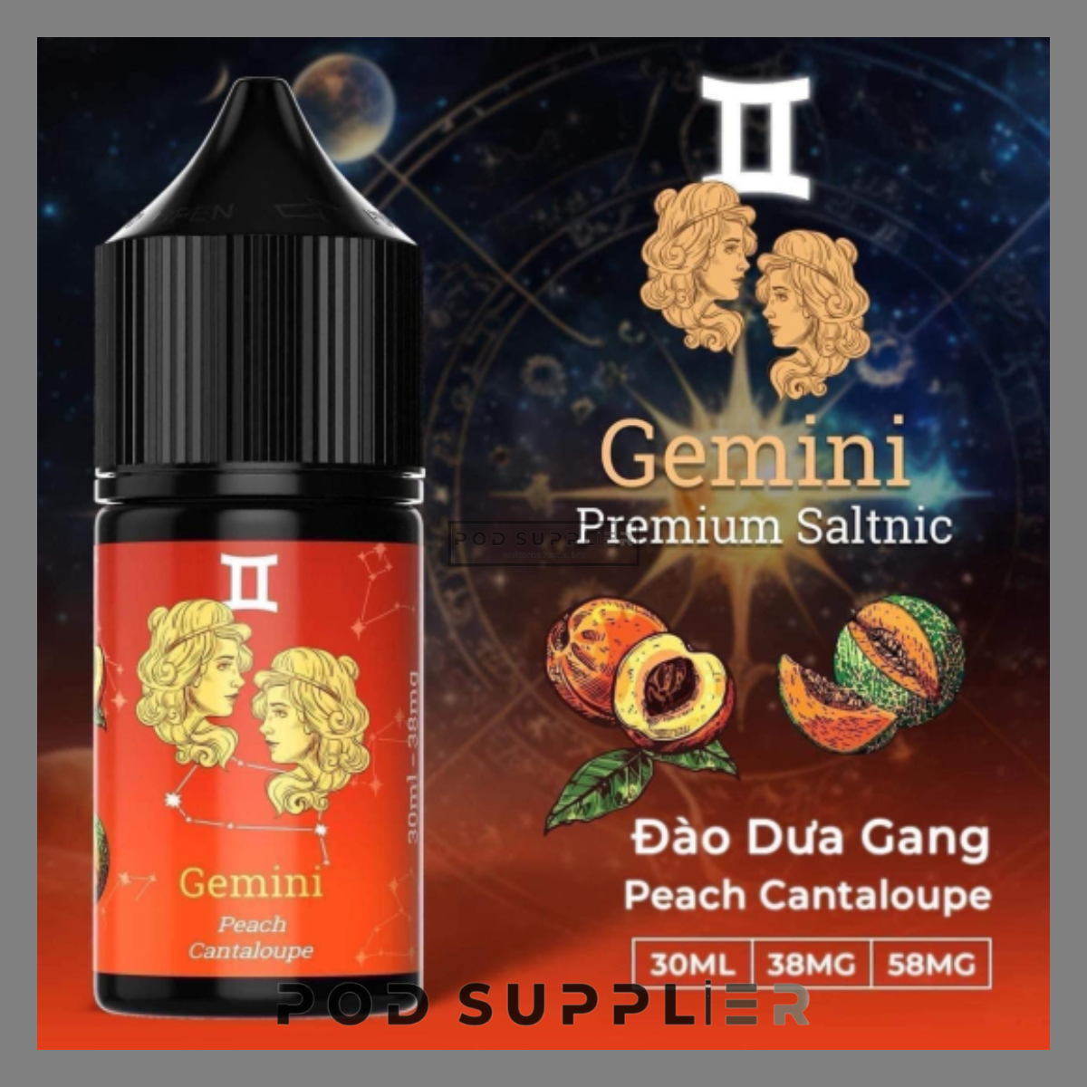  Peach Cantaloupe ( Đào Dưa Lưới ) By Gemini Premium Salt Nic 30ML 