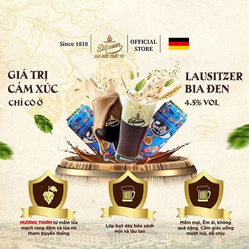 [SINCE 1810] Bia Đức Lausitzer – 4.5%- Bia Đen Lên Men Tự Nhiên Thượng Hạng Bia Tốt Cho Sức Khỏe - Nhập Khẩu Chính Hãng