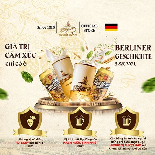 [SINCE 1810] Bia Berliner – 5.2% - Bia cân bằng hương vị Ăn Ngon Hơn - Nhập Khẩu Chính Hãng Đức