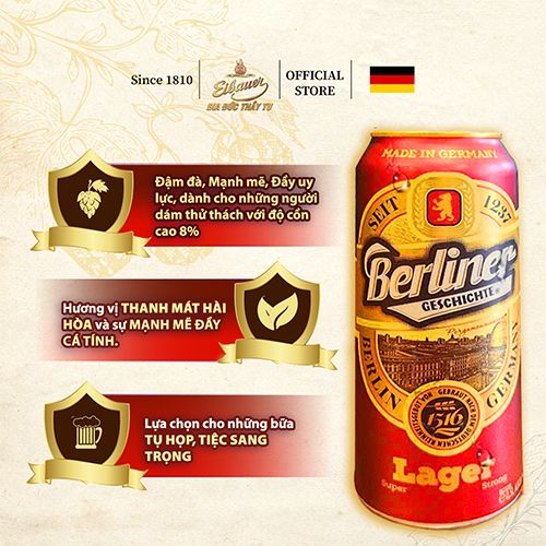 [SINCE 1810] Bia Đức Berliner Strong Bock– 8 độ- Bia Đen Lên Men Tự Nhiên -Thử Thách Cao Độ  - Nhập Khẩu Chính Hãng
