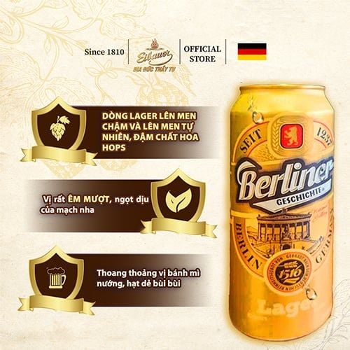[SINCE 1810] Bia Berliner – 5.2% - Bia cân bằng hương vị Ăn Ngon Hơn - Nhập Khẩu Chính Hãng Đức