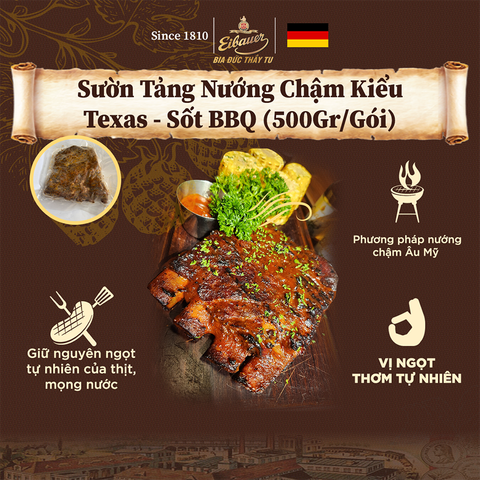 Sườn Tảng Nướng Chậm Kiểu Texas - Sốt BBQ (500Gr/Gói)