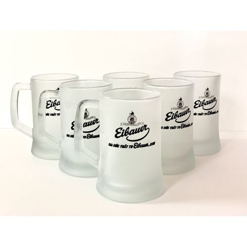 Bộ 6 Ly Cối Thủy Tinh Nhám Cao Cấp  Bia Đức Thầy Tu Eibauer - Ly Uống Bia Có Quai 350ml xuất xứ Indonesia