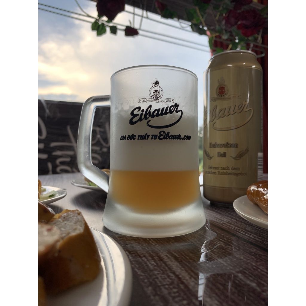 Bộ 6 Ly Cối Thủy Tinh Nhám Cao Cấp  Bia Đức Thầy Tu Eibauer - Ly Uống Bia Có Quai 350ml xuất xứ Indonesia