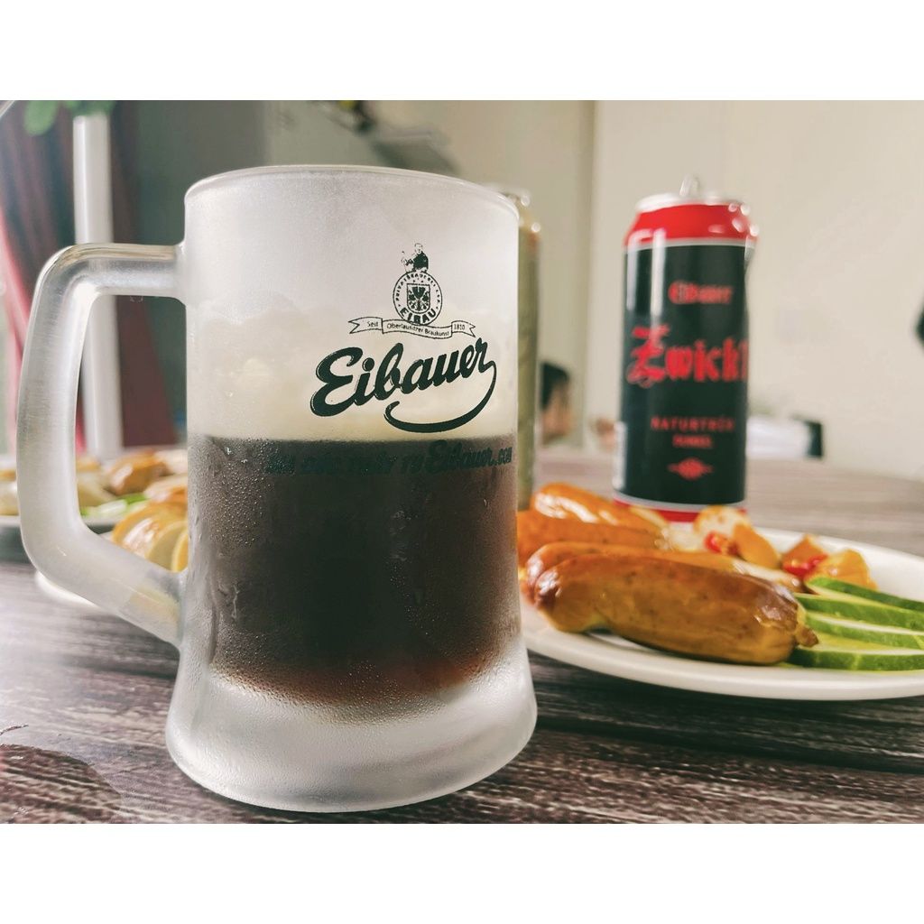 Bộ 6 Ly Cối Thủy Tinh Nhám Cao Cấp  Bia Đức Thầy Tu Eibauer - Ly Uống Bia Có Quai 350ml xuất xứ Indonesia