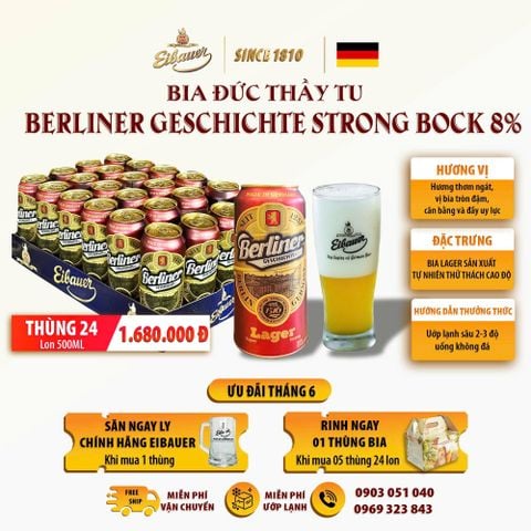 [SINCE 1810] Bia Đức Berliner Strong Bock– 8 độ- Bia Đen Lên Men Tự Nhiên -Thử Thách Cao Độ  - Nhập Khẩu Chính Hãng