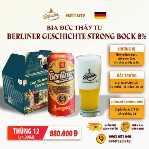 Thùng 12 lon Bia Đức Berliner Strong Bock– 8 độ