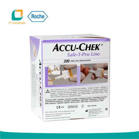 Hộp 200 thiết bị lấy máu vô trùng, dùng một lần Accu-Chek® Safe-T-Pro Uno