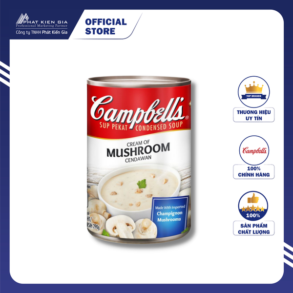 Súp Kem Nấm Campbell's 290g - Thương Hiệu Mỹ, SX Malaysia | Campbell's Condensed Soup Cream of Mushroom 290g