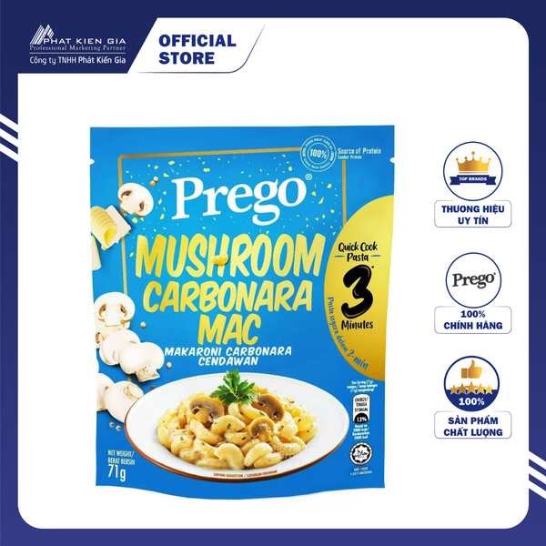 Nui Ăn Liền Carbonara Nấm Prego 71g (Thương Hiệu Mỹ - SX Malaysia)