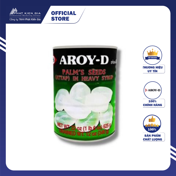 Trái Dừa Nước Ngâm Đường Aroy-D 625g - Nhập Khẩu Thái Lan | Aroy-D Palm's Seeds in Heavy Syrup 625g