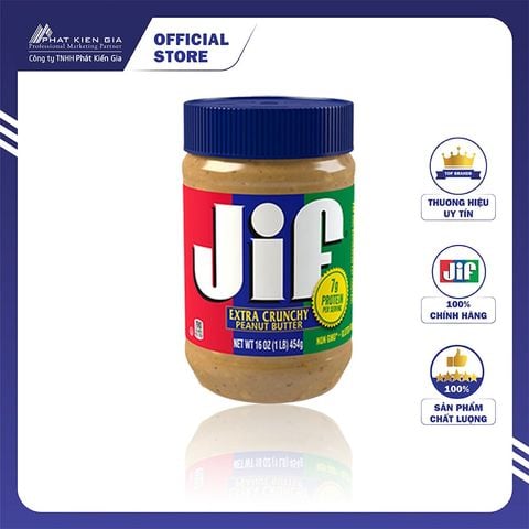 Bơ Đậu Phộng Hạt Jif 454g - Nhập Khẩu Mỹ | Jif Extra Crunchy Peanut Butter 454g
