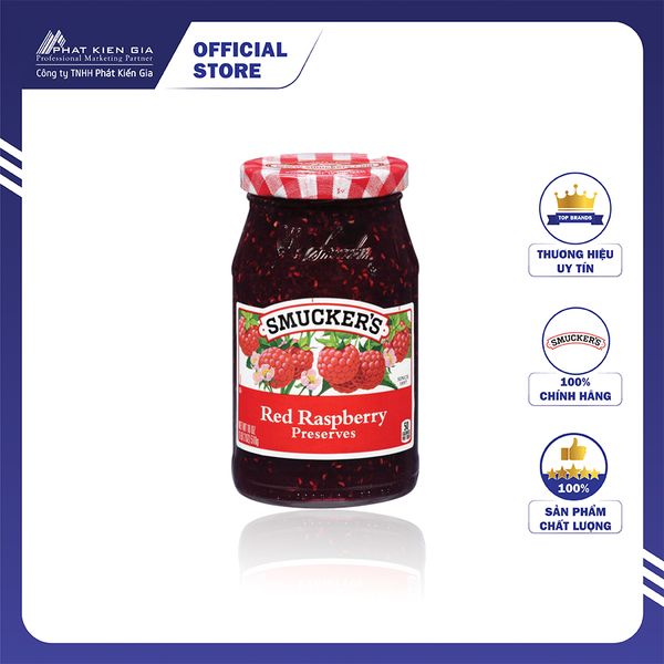 Mứt Mâm Xôi Đỏ Smucker's 340g - Nhập Khẩu Mỹ | Smucker's Red Raspberry Preserves 340g