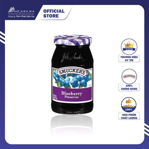 Mứt Việt Quất Smucker's 340g - Nhập Khẩu Mỹ | Smucker's Blueberrry Preserves 340g