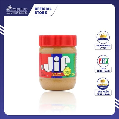 Bơ Đậu Phộng Mịn Jif 340g - Nhập Khẩu Mỹ | Jif Creamy Peanut Butter 340g