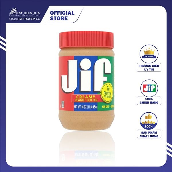 Bơ Đậu Phộng Mịn Jif 454g (Mỹ)