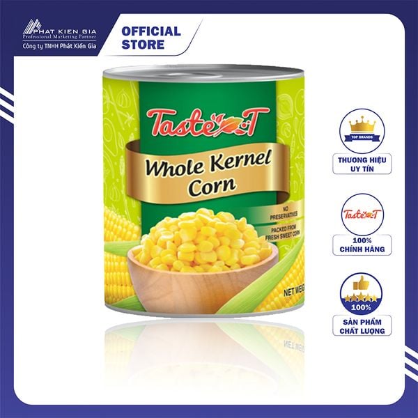 Bắp Hạt Đóng Hộp Taste-T 2,95kg - Nhập Khẩu Thái Lan | Taste-T Whole Kernel Corn 2.95kg