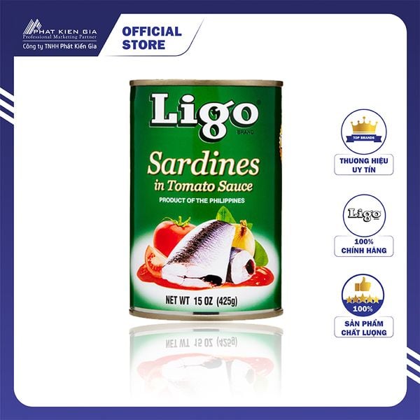 Cá Mòi Sốt Cà Ligo 425g - Thương Hiệu Mỹ , SX Philipines | Ligo Sardines in Tomato Sauce 425g