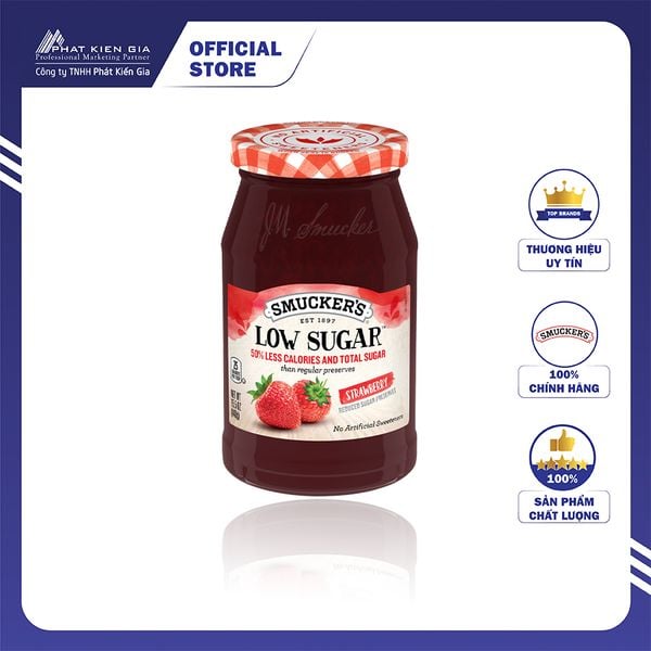 Mứt Dâu Ít Đường Smucker's 440g (Mỹ)